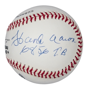 6,000 Total Bases Club Multi Signed & Inscribed ONL Coleman Baseball With 3 Signatures: Aaron, Musial & Mays (Beckett)